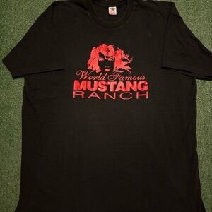 Vintage 90’s World Famous Mustang Ranch Single Stitch Tee Shirt Mens Size XXXL